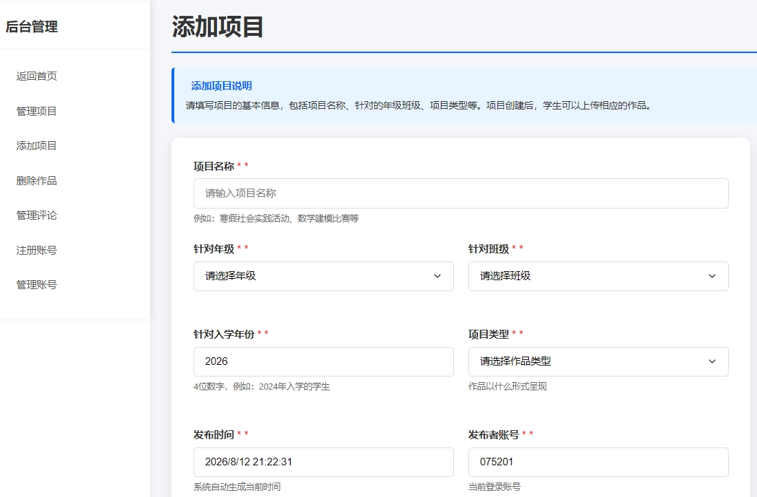项目管理界面